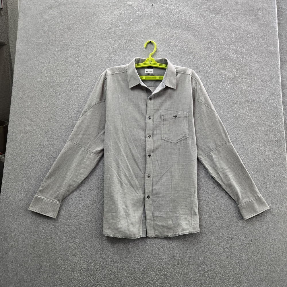 Kuhl Men Button Up Shirt MEDIUM Gray Activewear Long Sleeve Logo